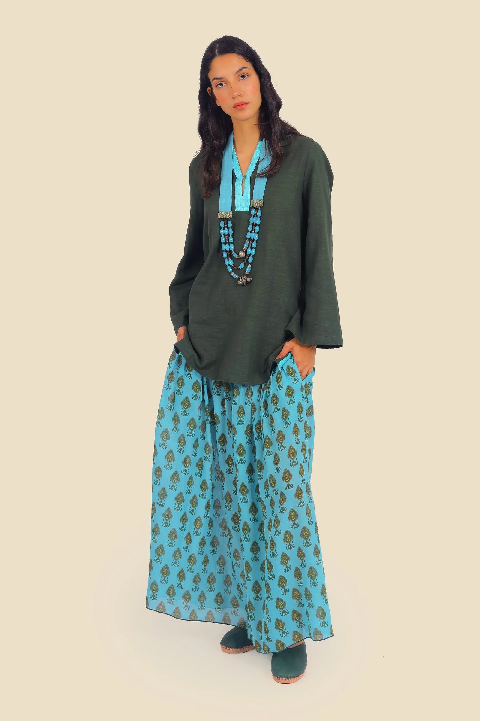 Embroidered long sleeves cotton shirt