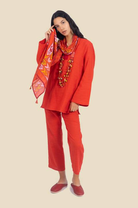Embroidered long sleeves cotton shirt