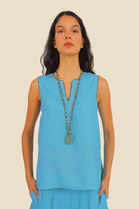 Sleeveless top in linen