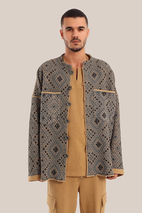 Printed quilted cotton short jacket