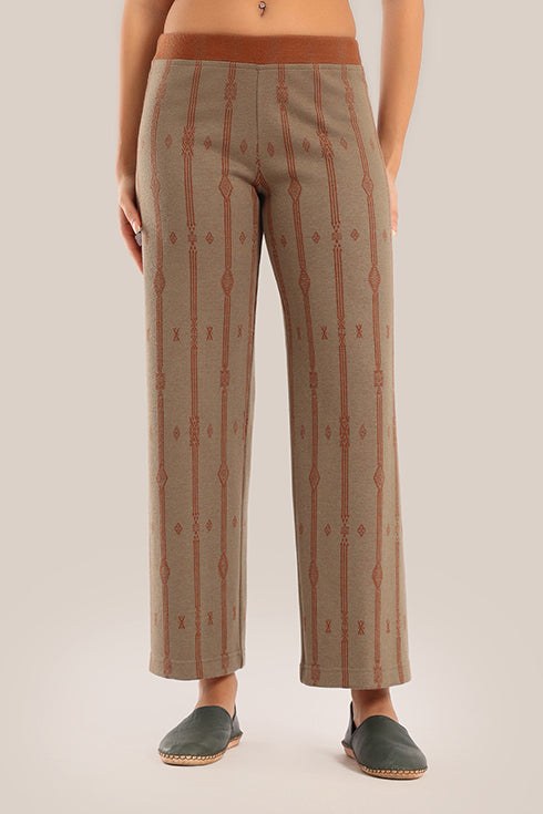 Straight-leg striped jacquard pants