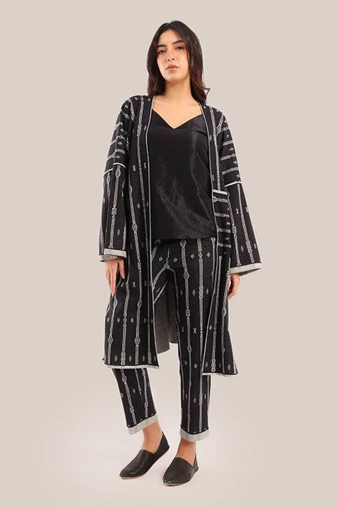 Striped jacquard pants with narrow-bottom
