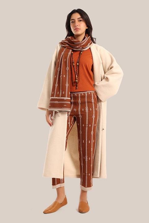 Striped jacquard pants with narrow-bottom