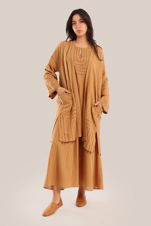 Embroidered cotton linen jacket
