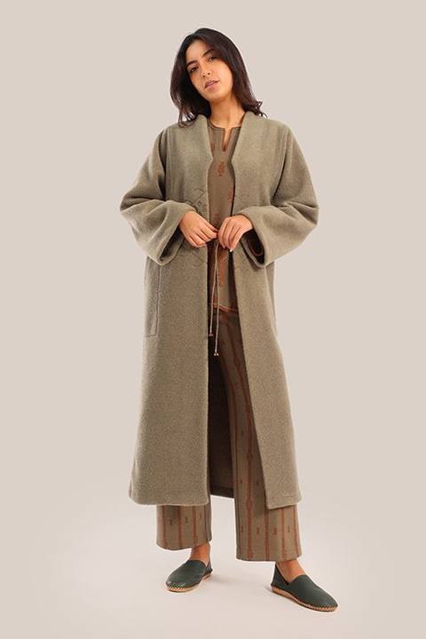 Oversized wool fur coat