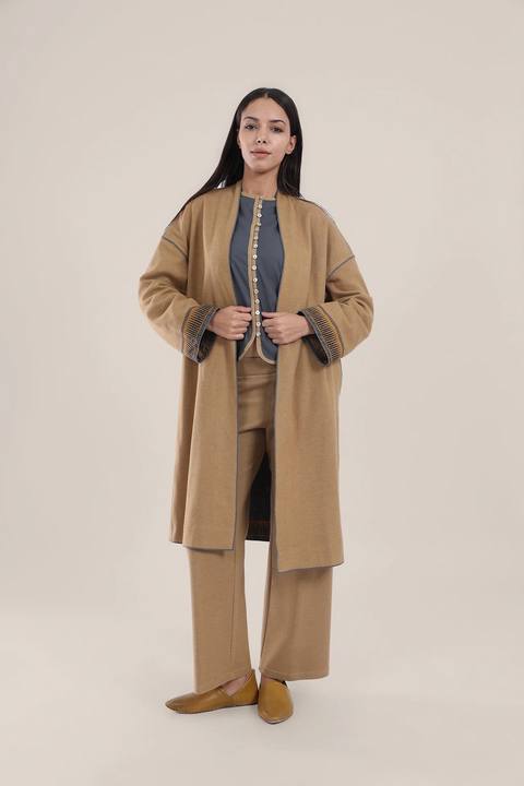 Straight leg pants with elastic waistband
