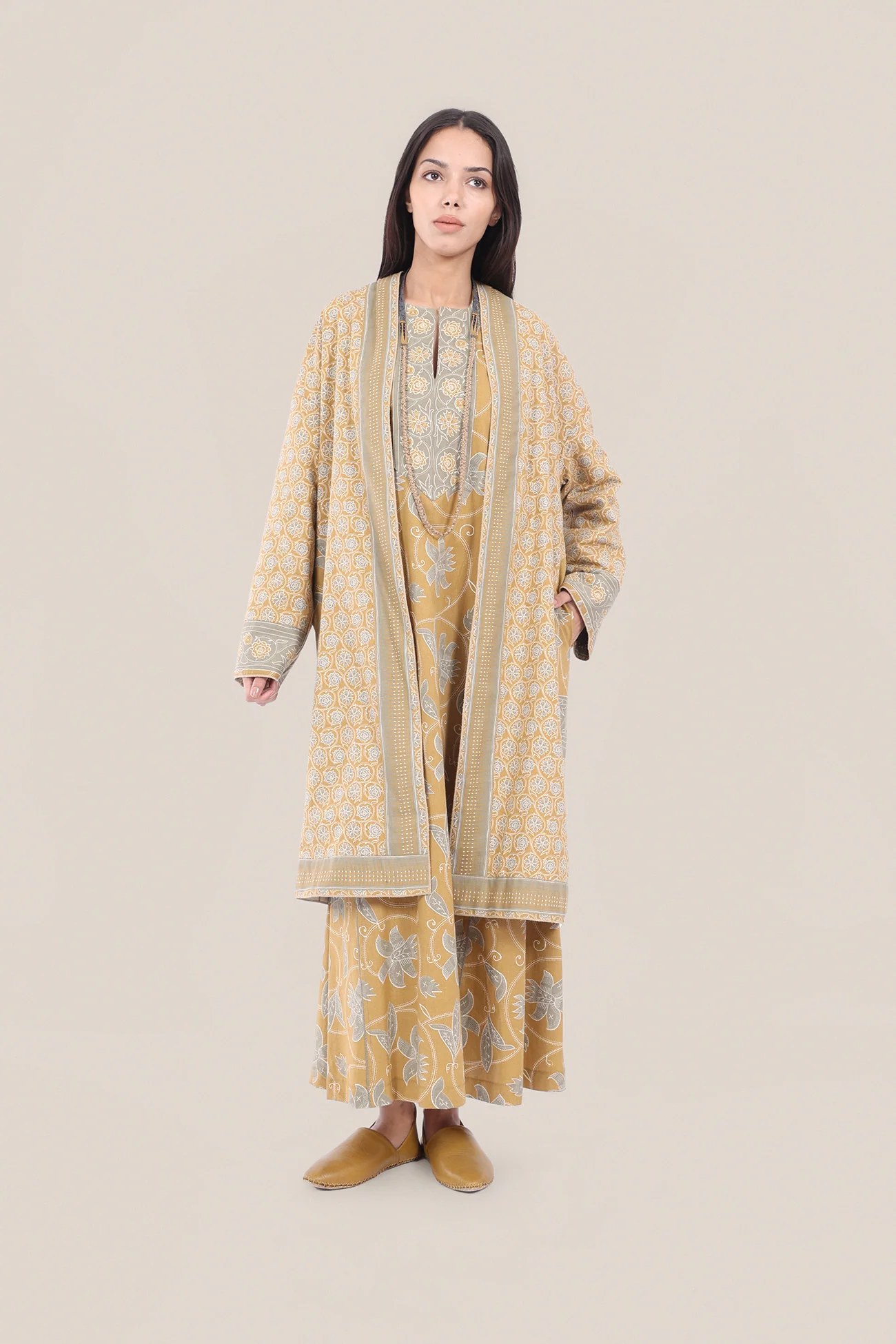 Reversible cotton faux cashmere blend coat