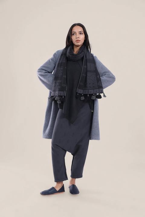 Short coat in furry wool  blend