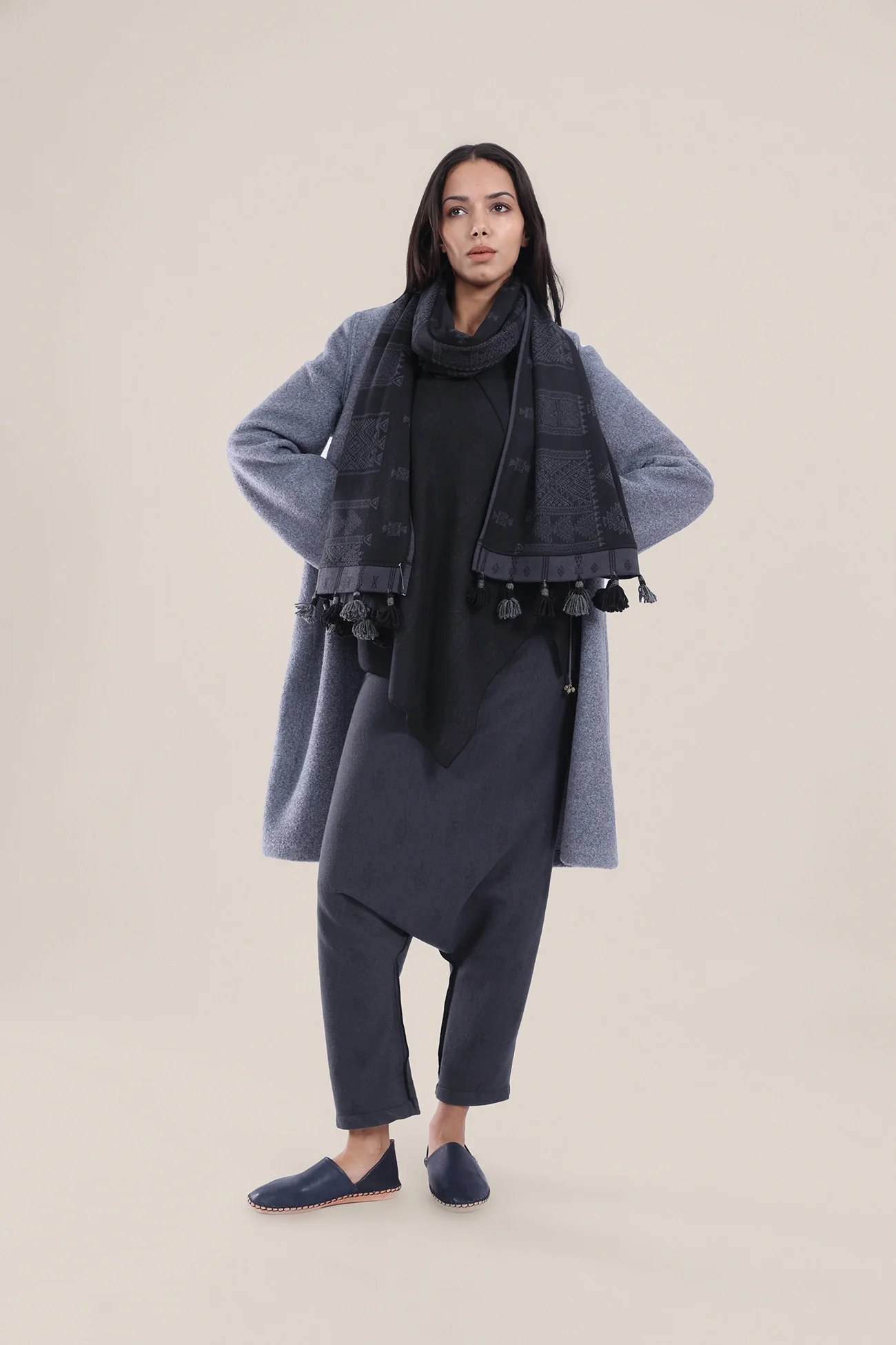 Short coat in furry wool  blend