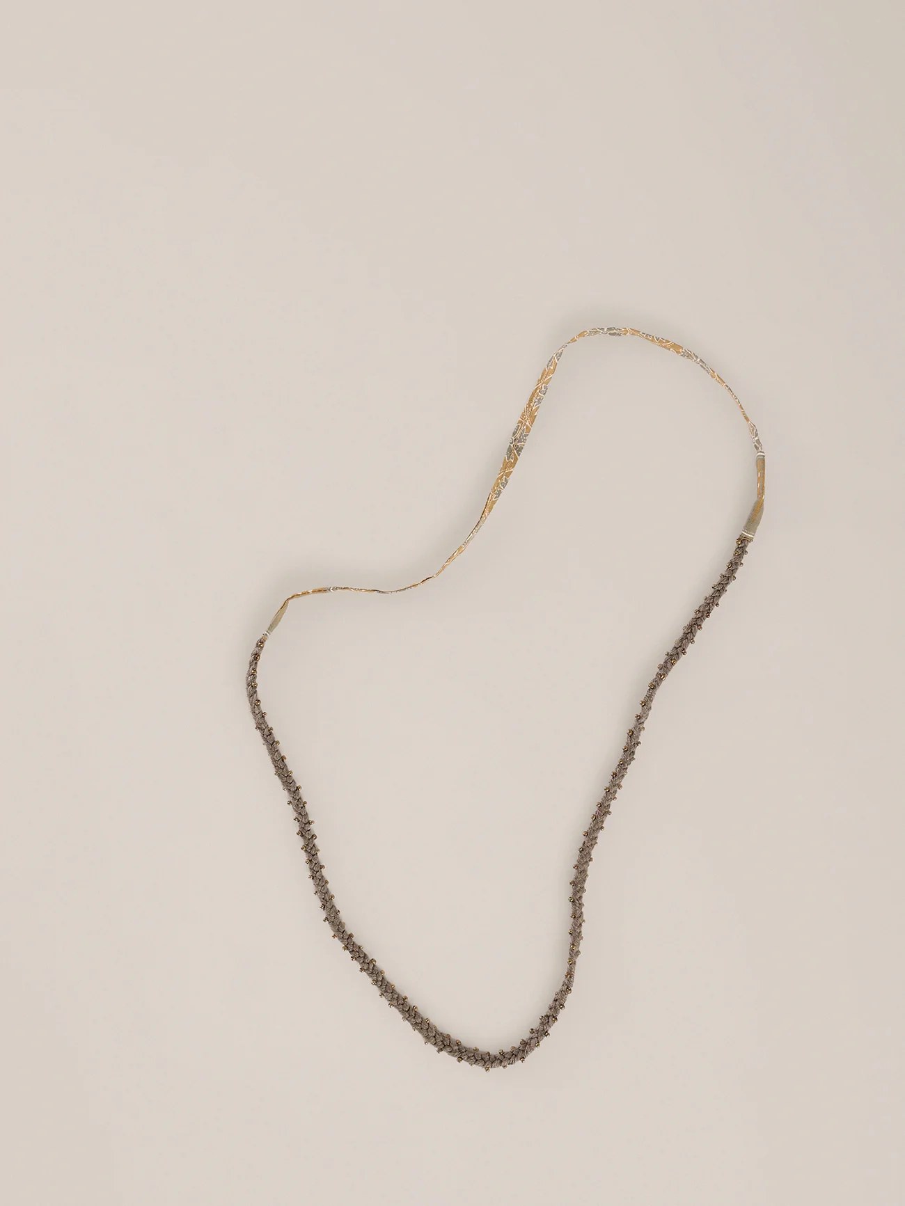 Long embroidered cotton-wool necklace