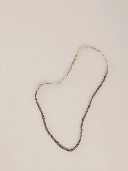 Long embroidered cotton-wool necklace
