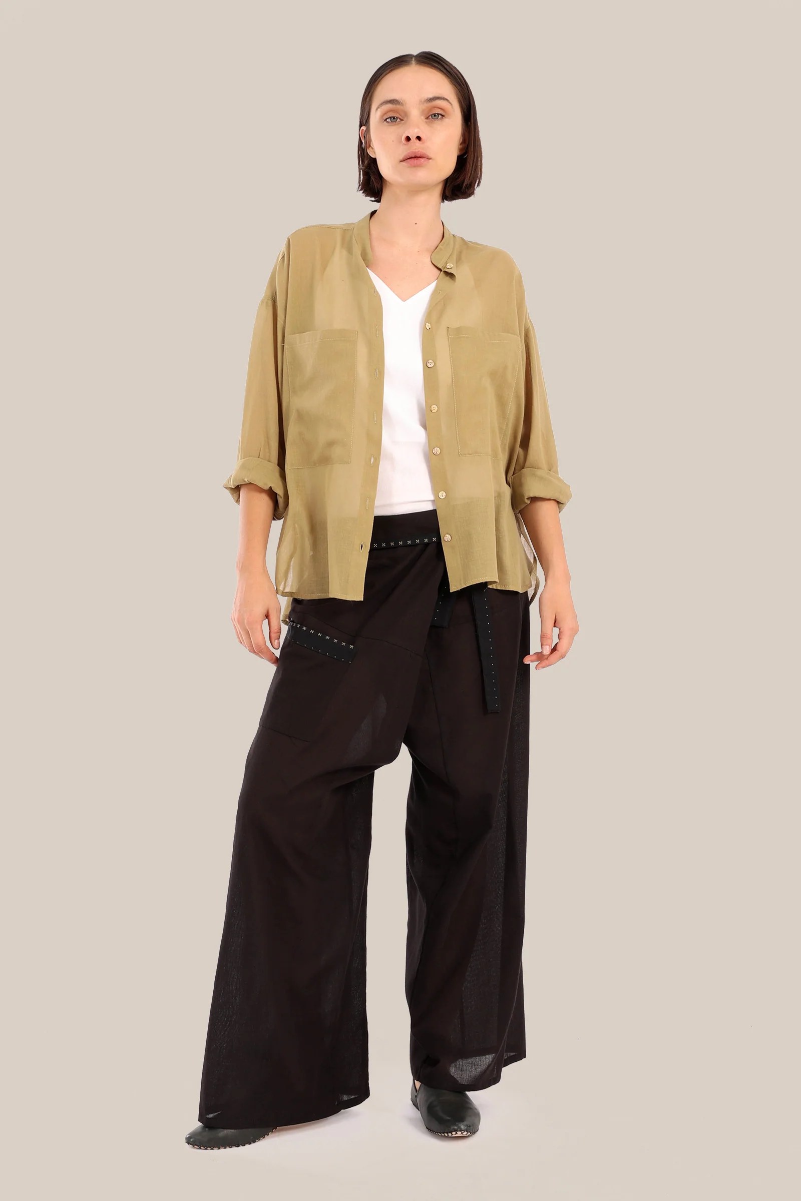 Oversized voile shirt with Long sleeves