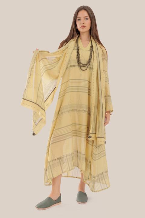 Long jellabiya dress in printed voile