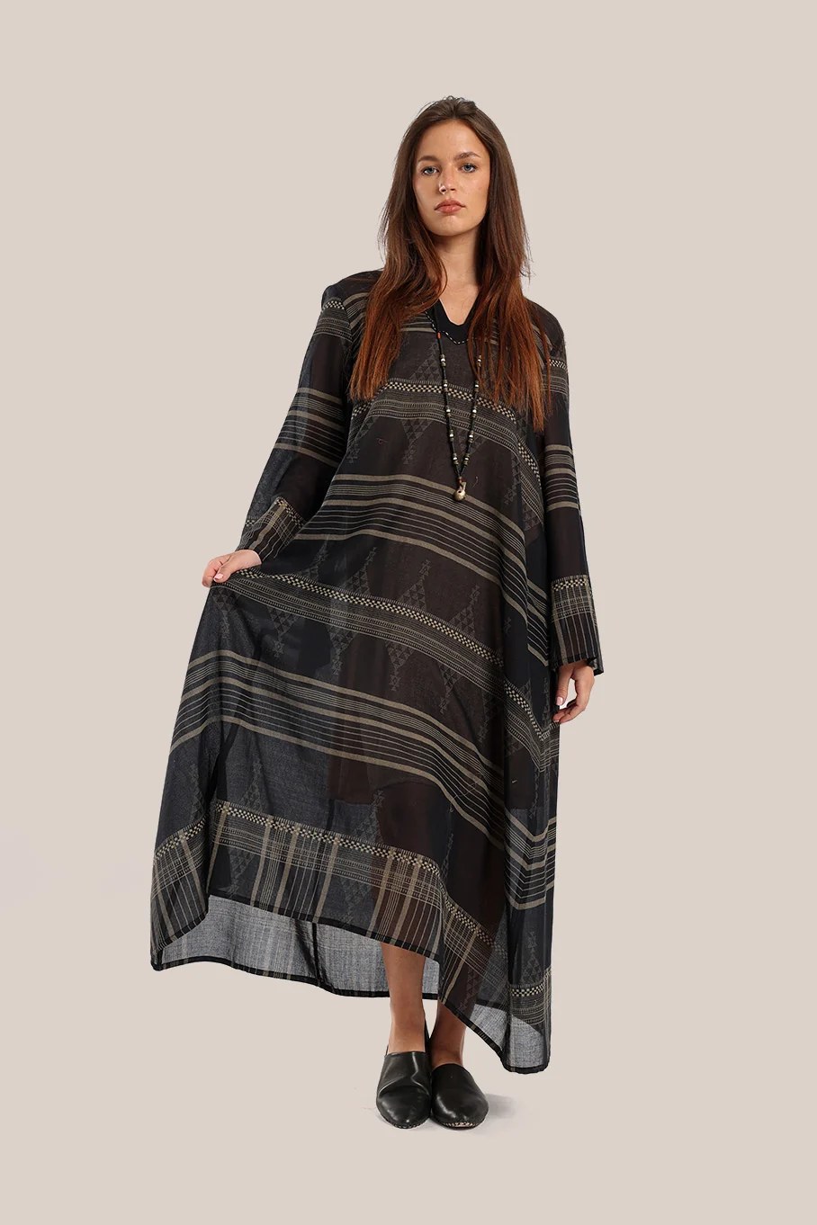 Long jellabiya dress in printed voile