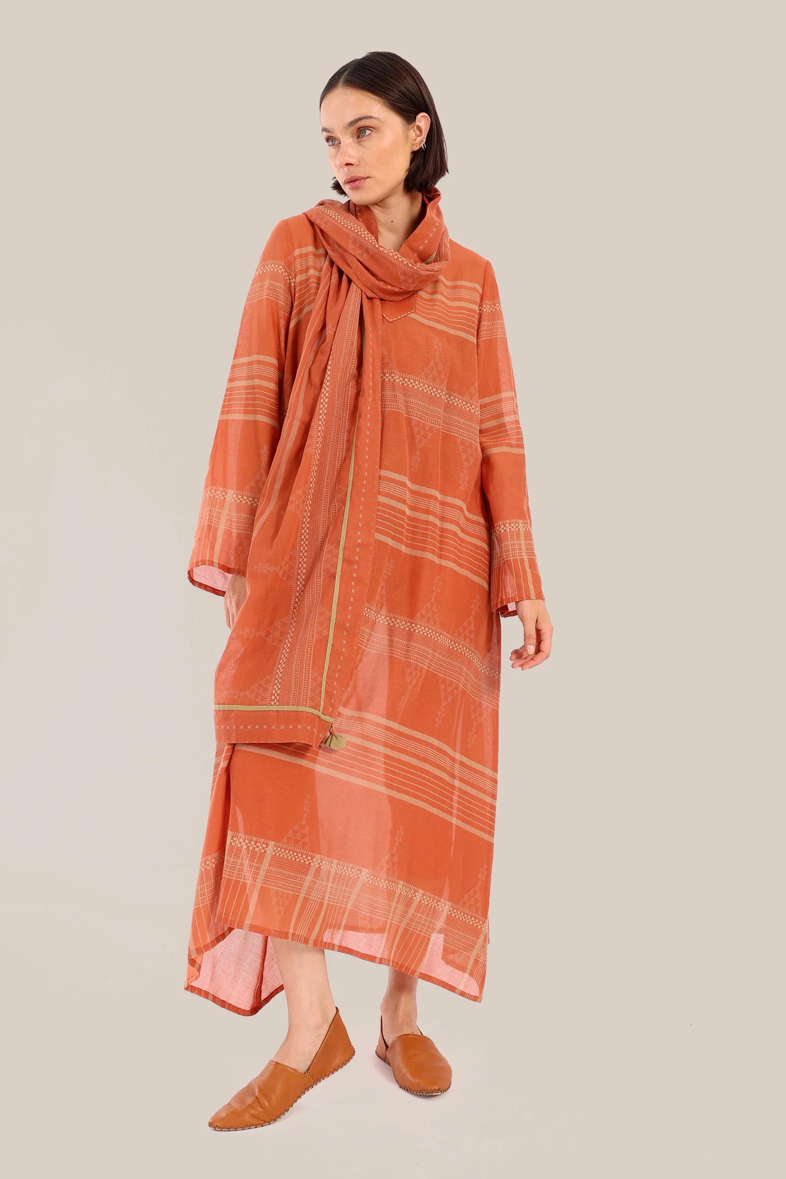 Long jellabiya dress in printed voile