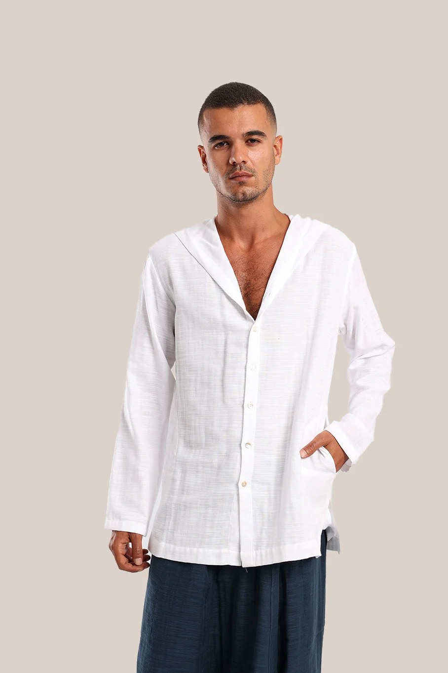 Hooded Shirt with button down front and back