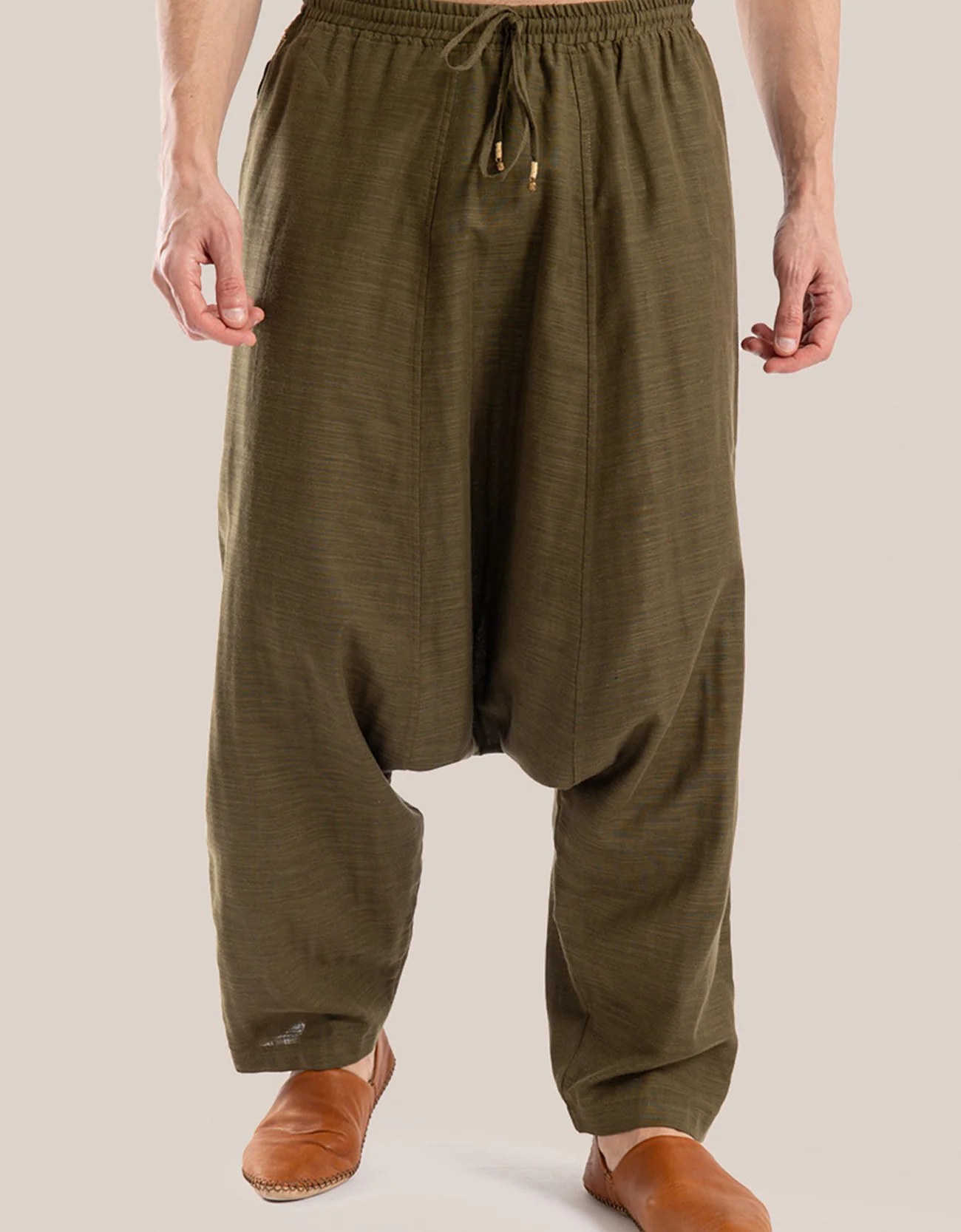 Harem pants with drawstring detail embroidery