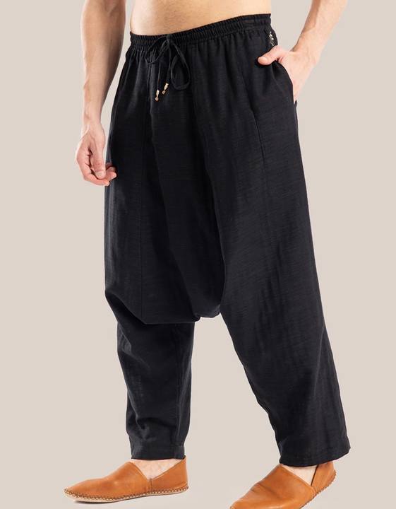 Harem pants with drawstring detail embroidery