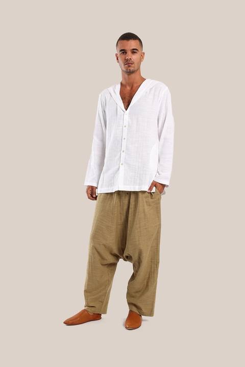 Harem pants with drawstring detail embroidery