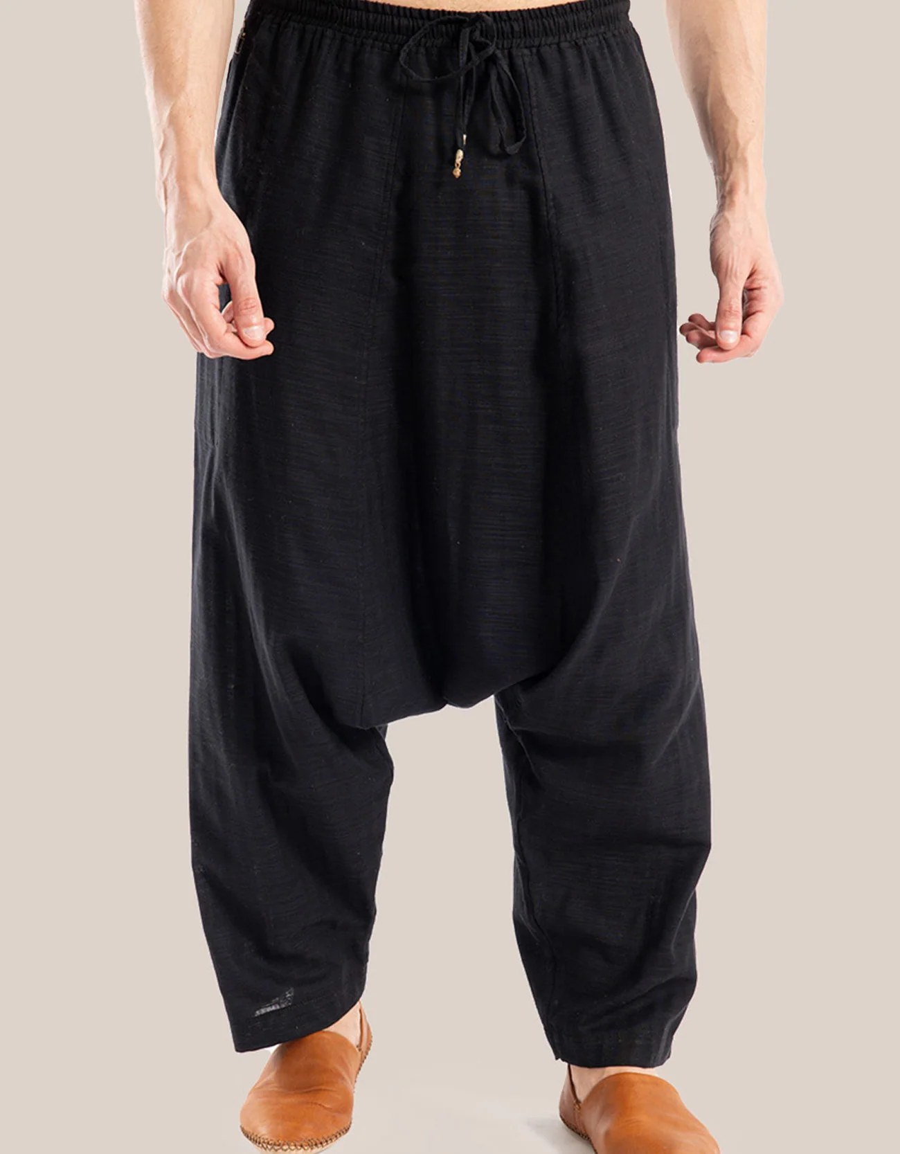 Harem pants with drawstring detail embroidery