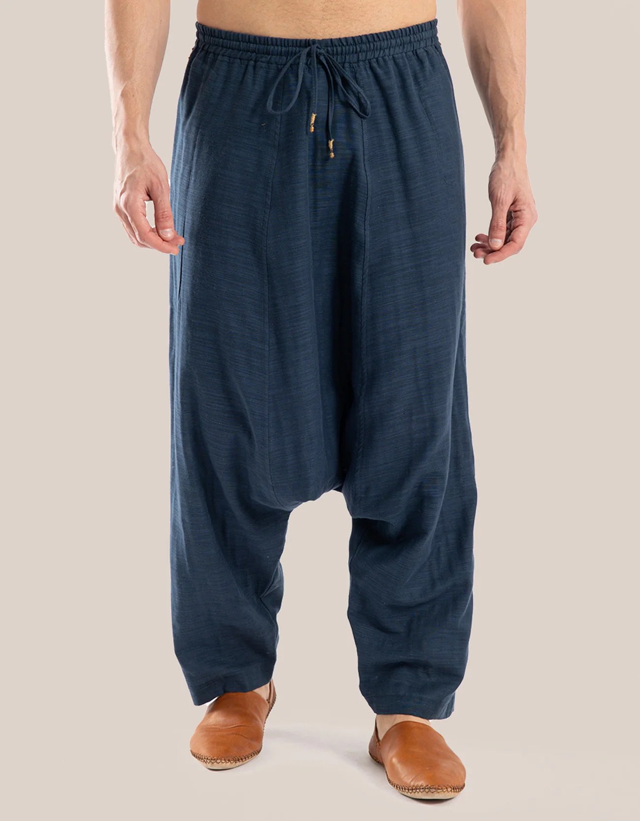 Harem pants with drawstring detail embroidery