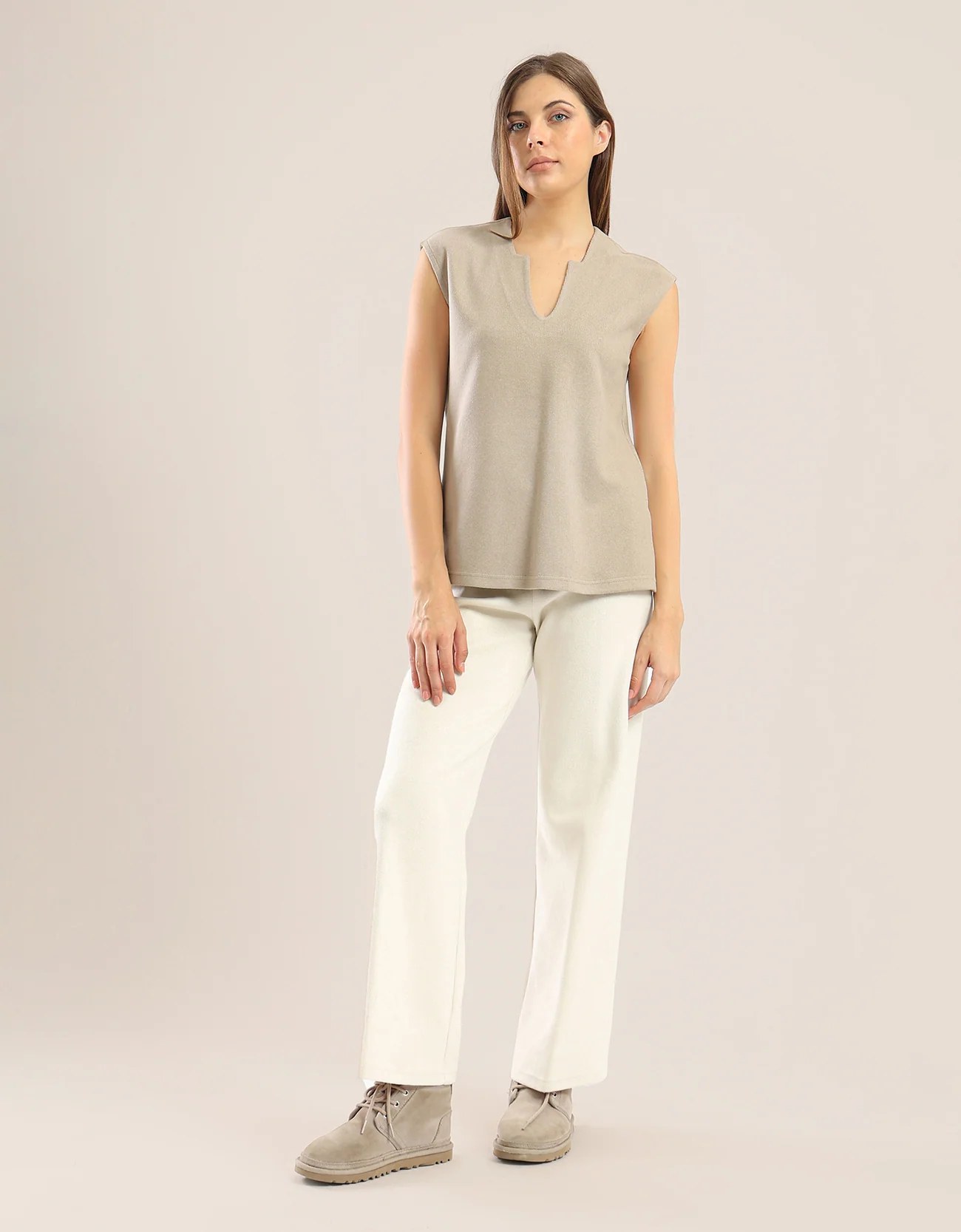 Wide leg pants in faux cashmere