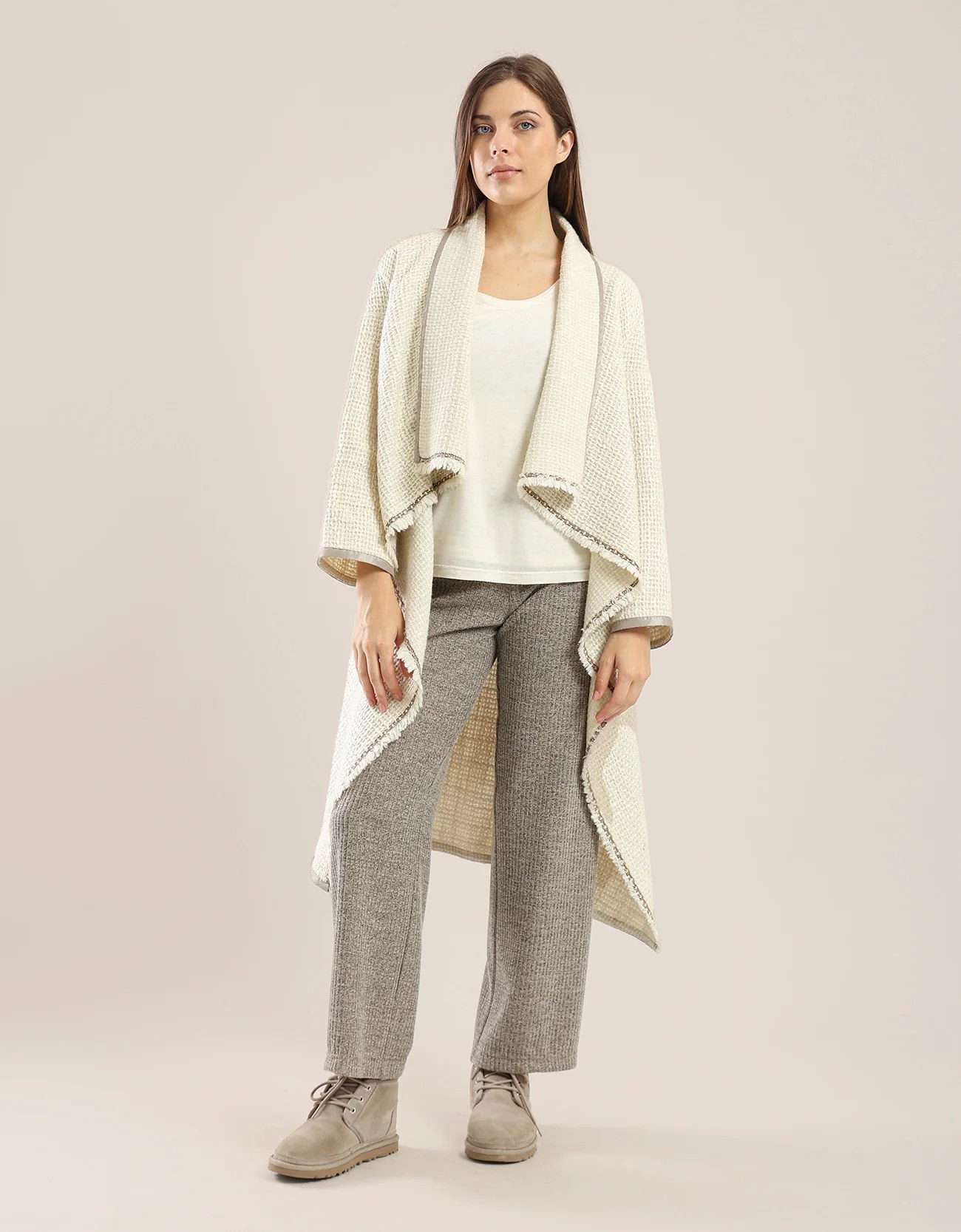 Straight leg pants in ribbed tricot