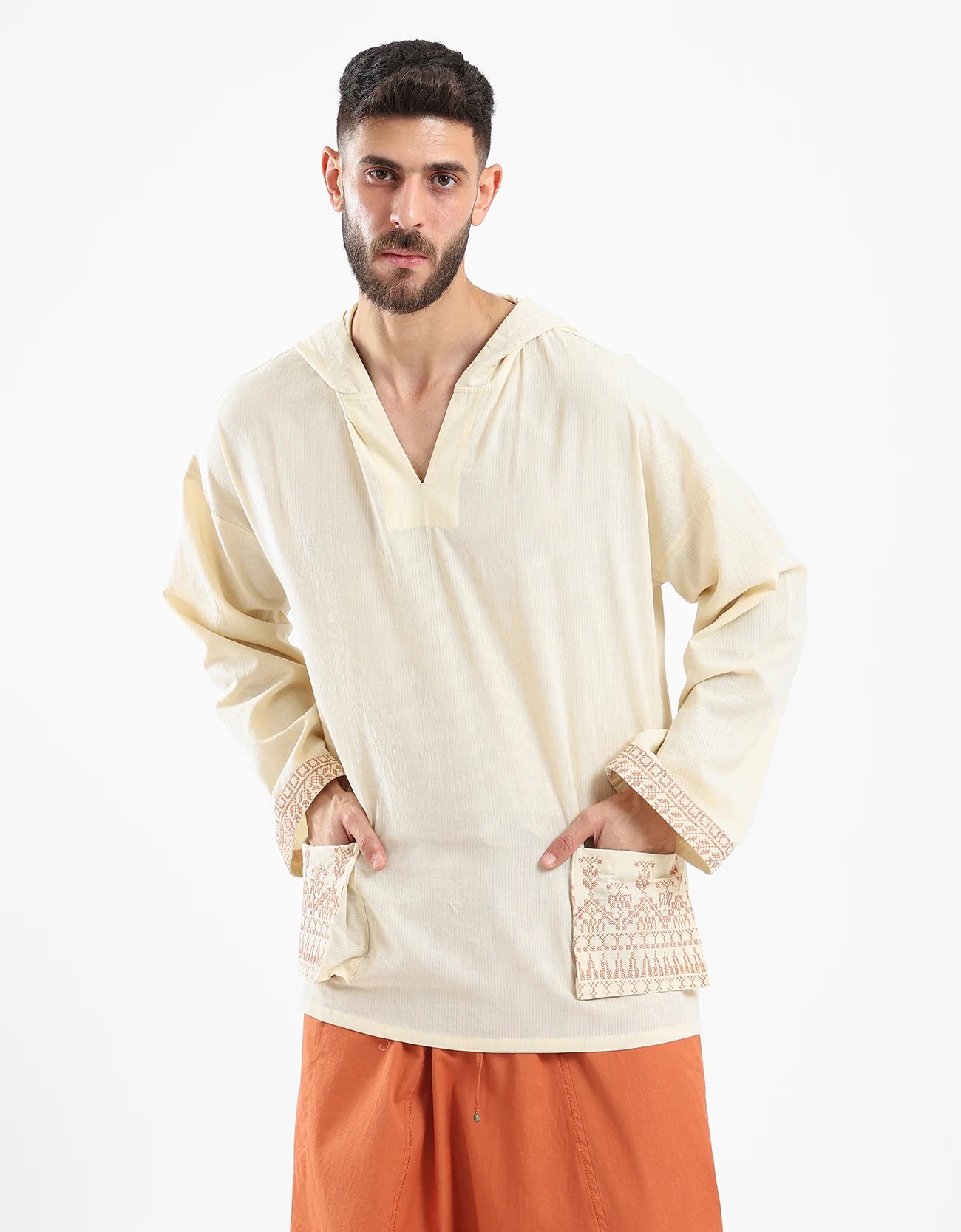 Cotton hoodie shirt with long sleeves