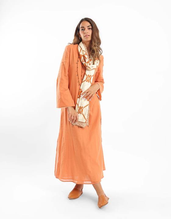 Reversible long jellabiya with long sleeves