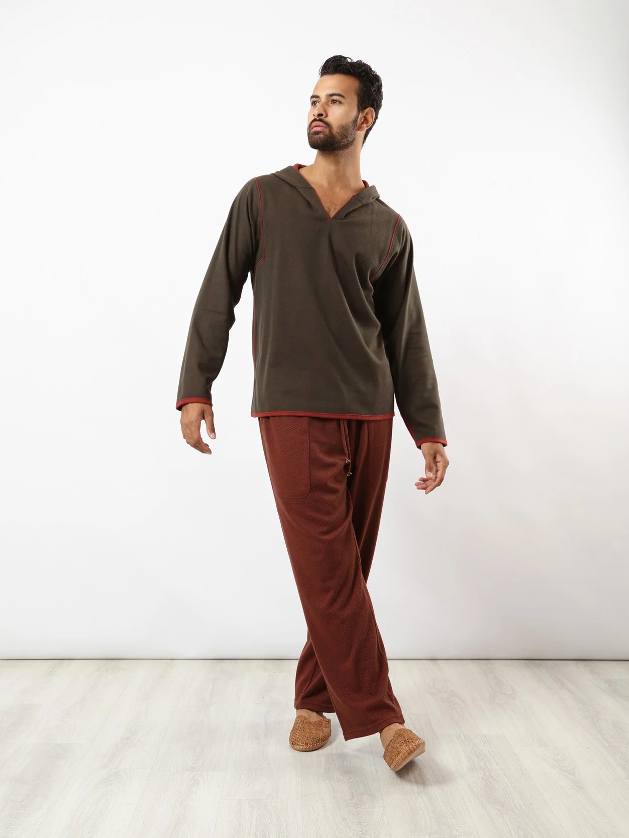Straight patterned jacquard pants