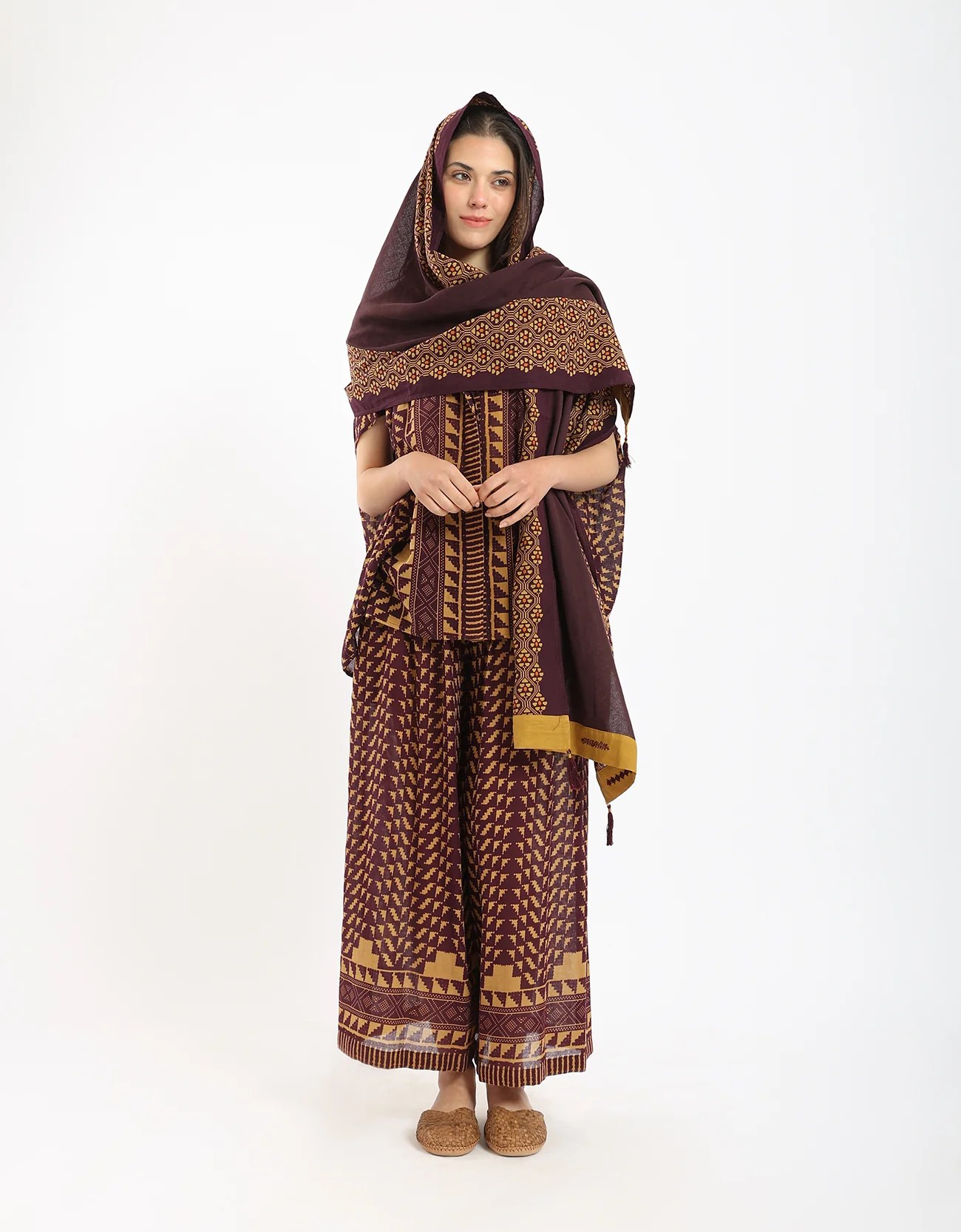 Oversized shirt in printed cotton gauze