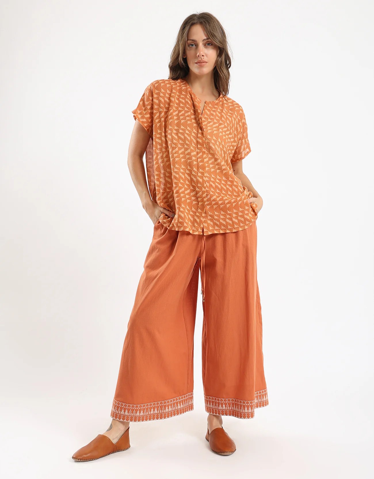 Oversized shirt in printed cotton gauze