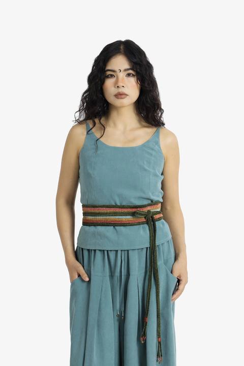 Velvet cord belt with metal tassels