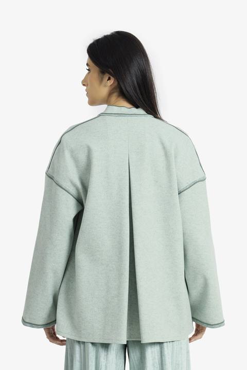 Reversible short jacket with front pocket