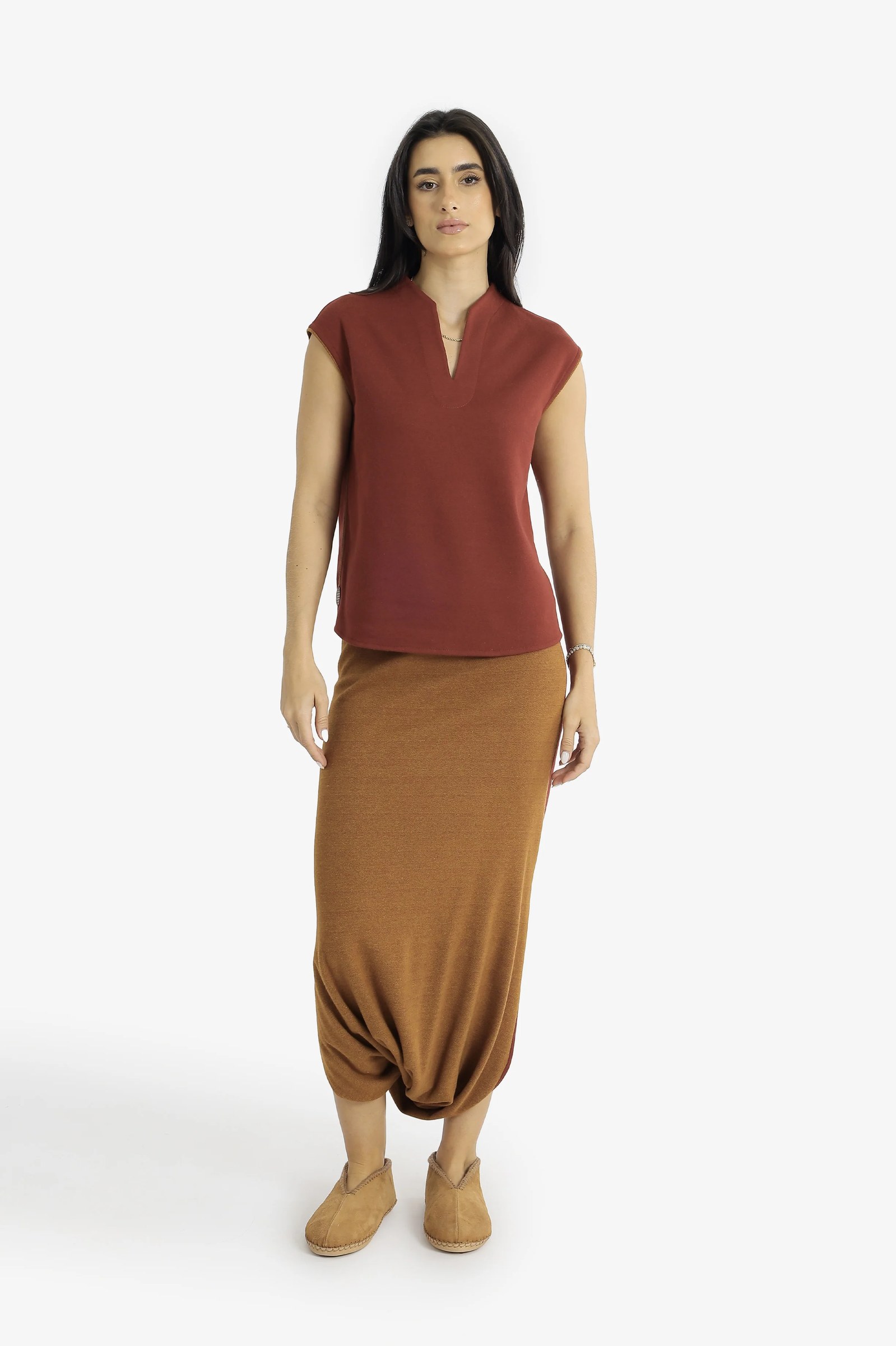 Reversible jacquard top with V neckline