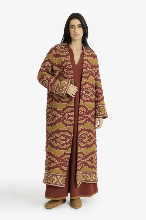 Long quilted cotton-blend Ottoman coat