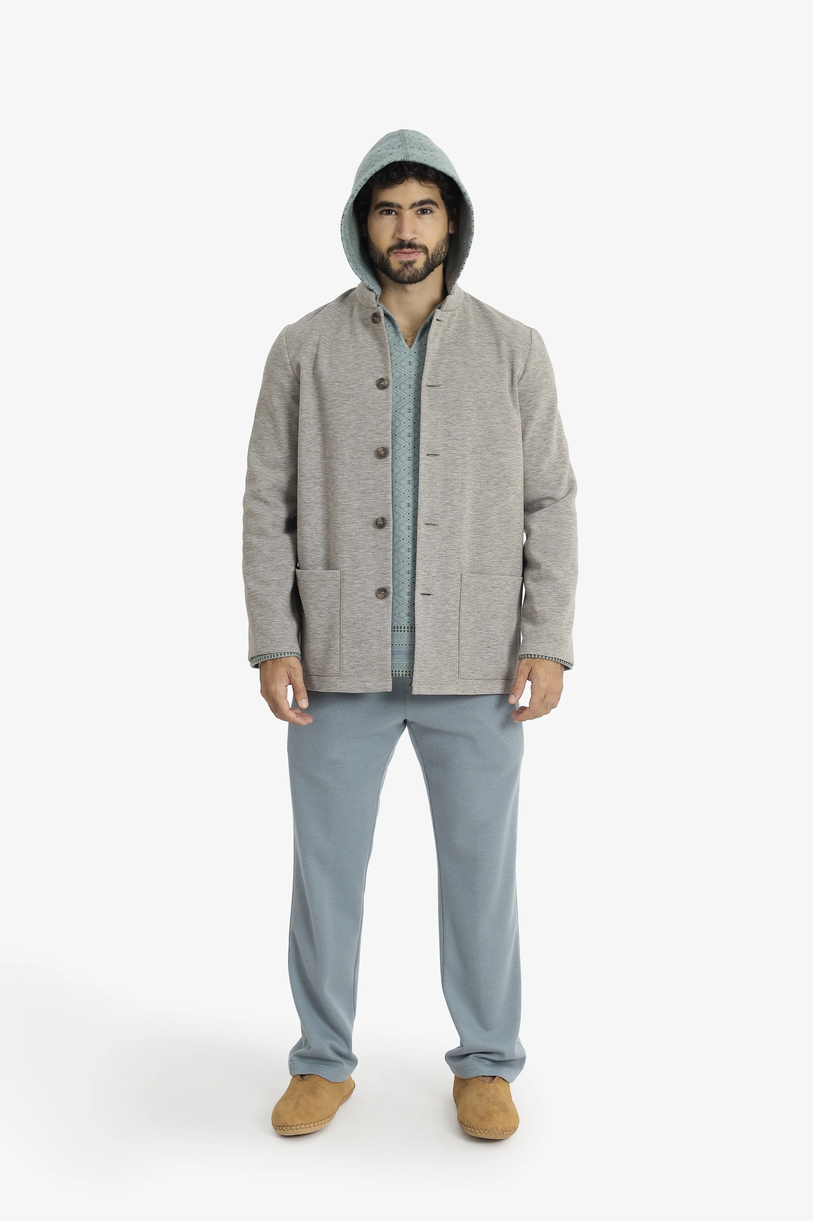 Short jacket with patch pockets