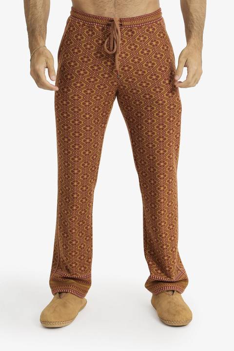 Jacquard straight-leg pants with drawstring