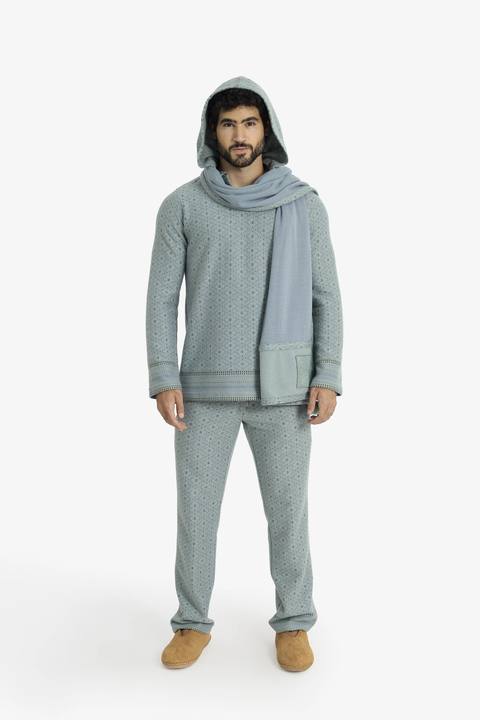 Jacquard straight-leg pants with drawstring