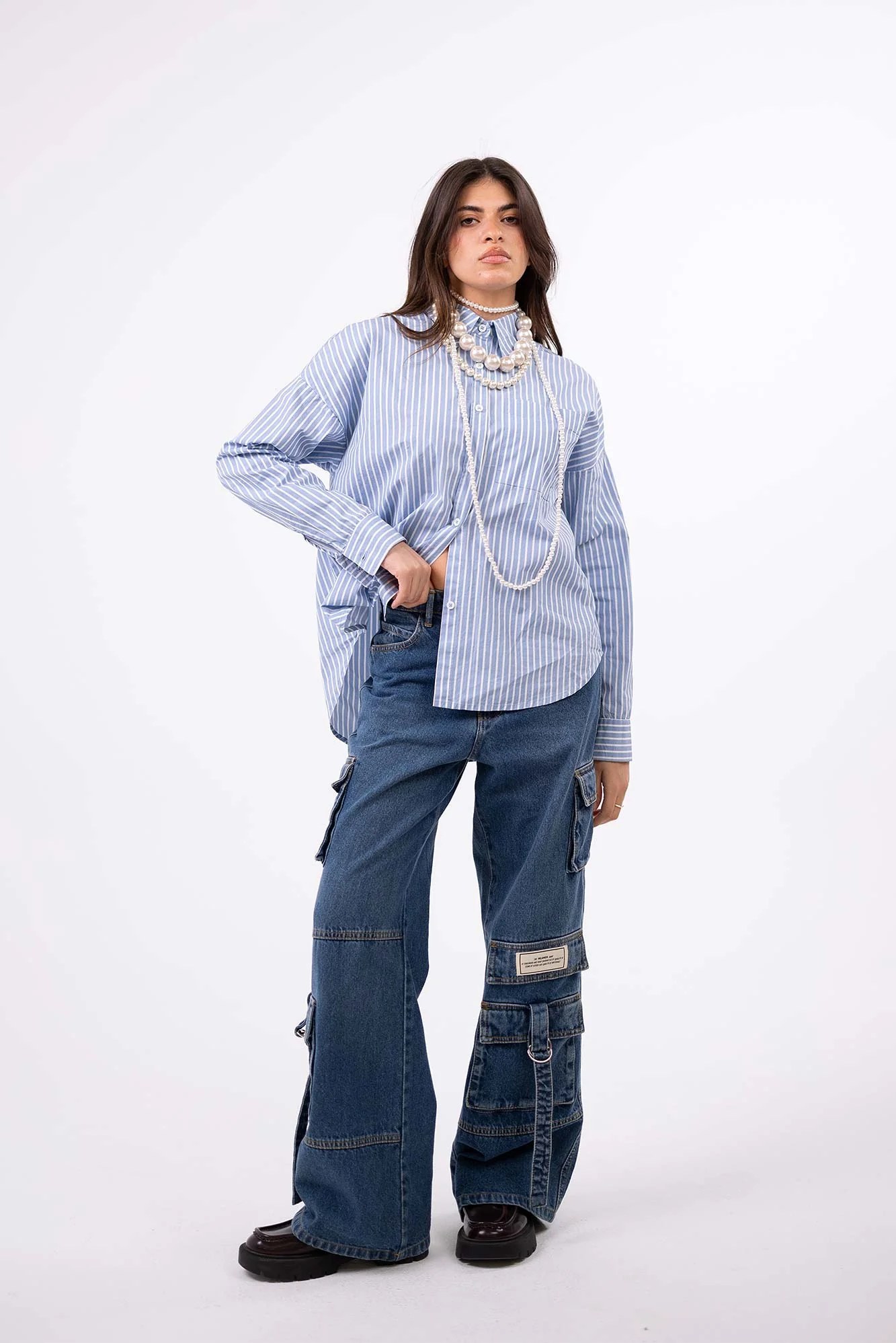 Denim Cargo Pants