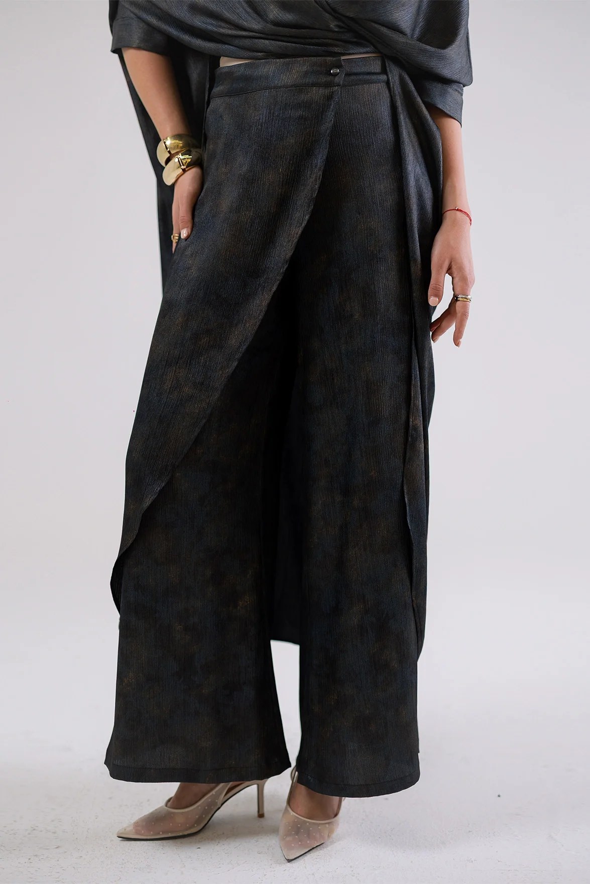 Wide-Leg Wrap Pants