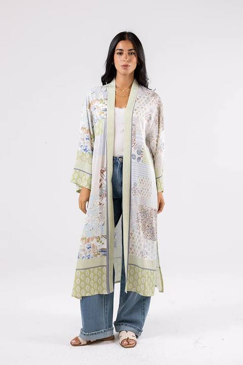 Printed Satin Cardigan
