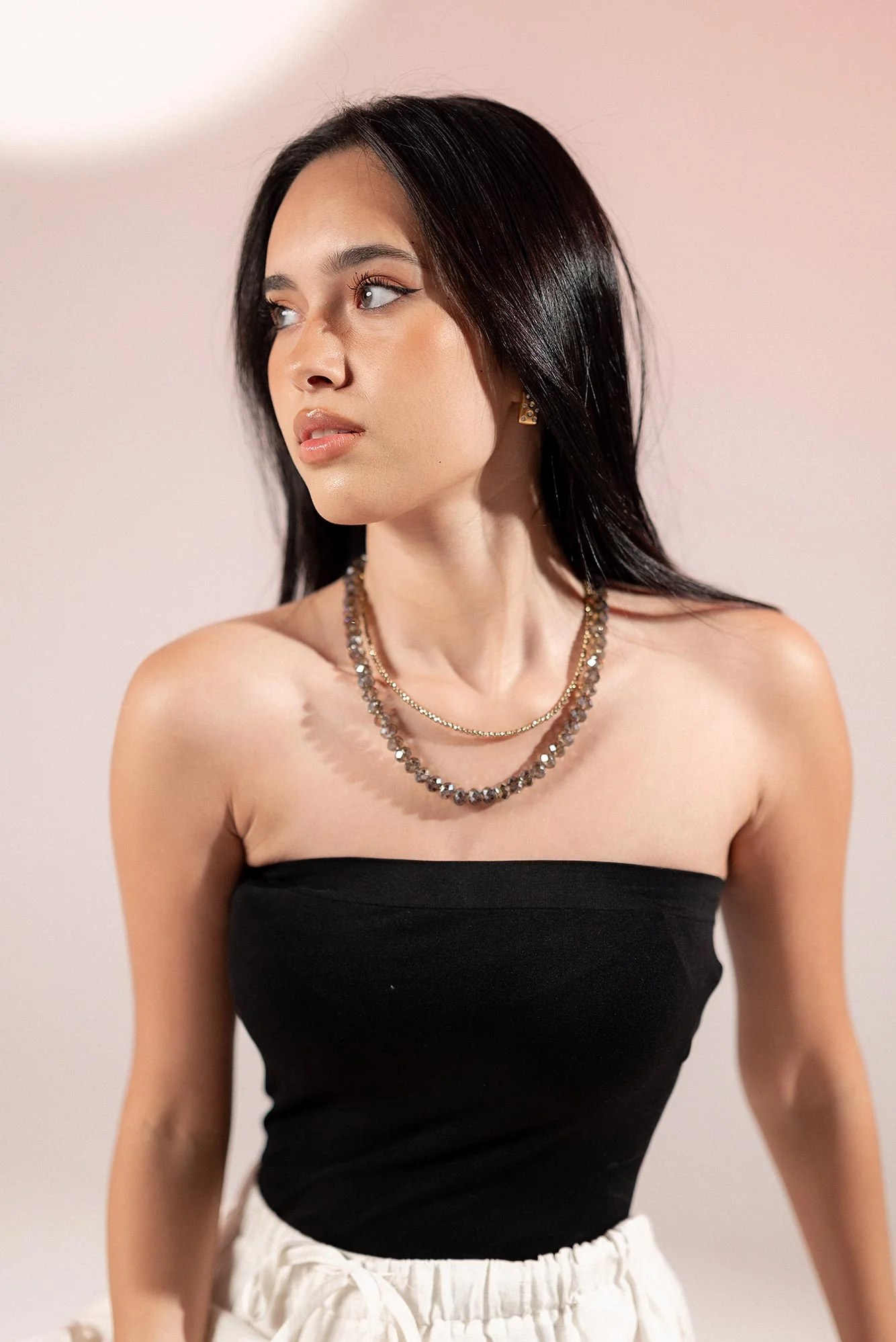 Handmade crystal layering necklace