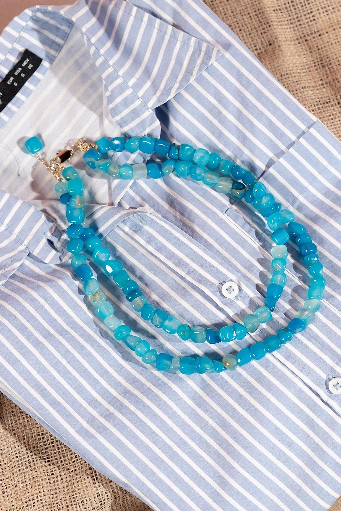 Handmade layered Neutral colored stones necklace