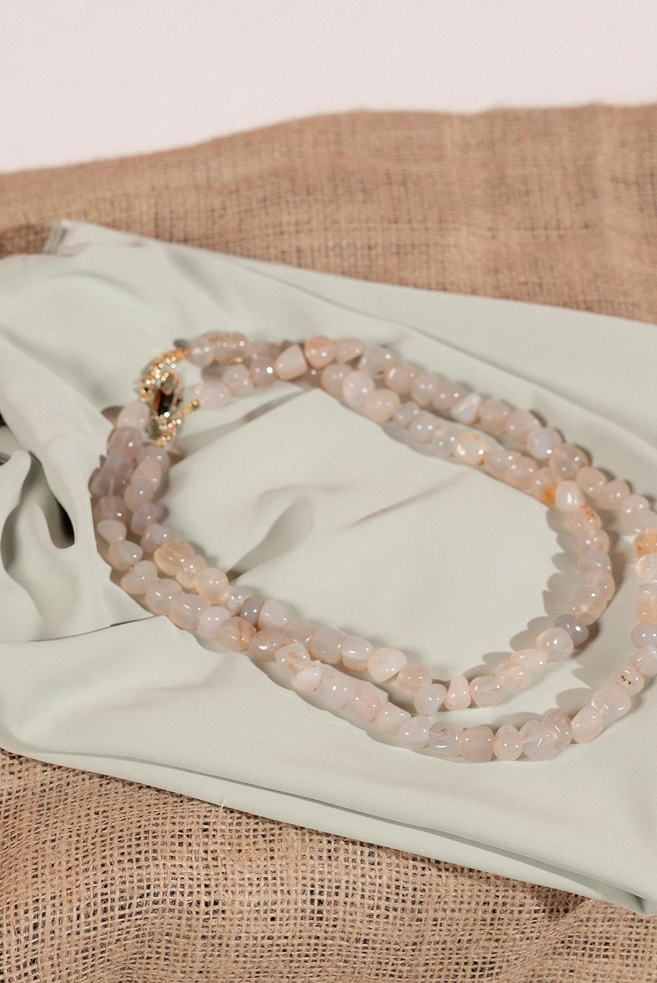 Handmade layered Neutral colored stones necklace