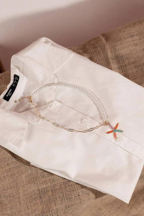 Colorful metal starfish with pearl with handmade pearl necklace