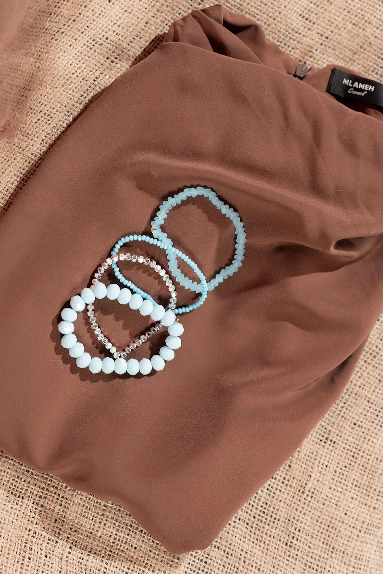 Handmade light blue & silver crystal stack bracelet