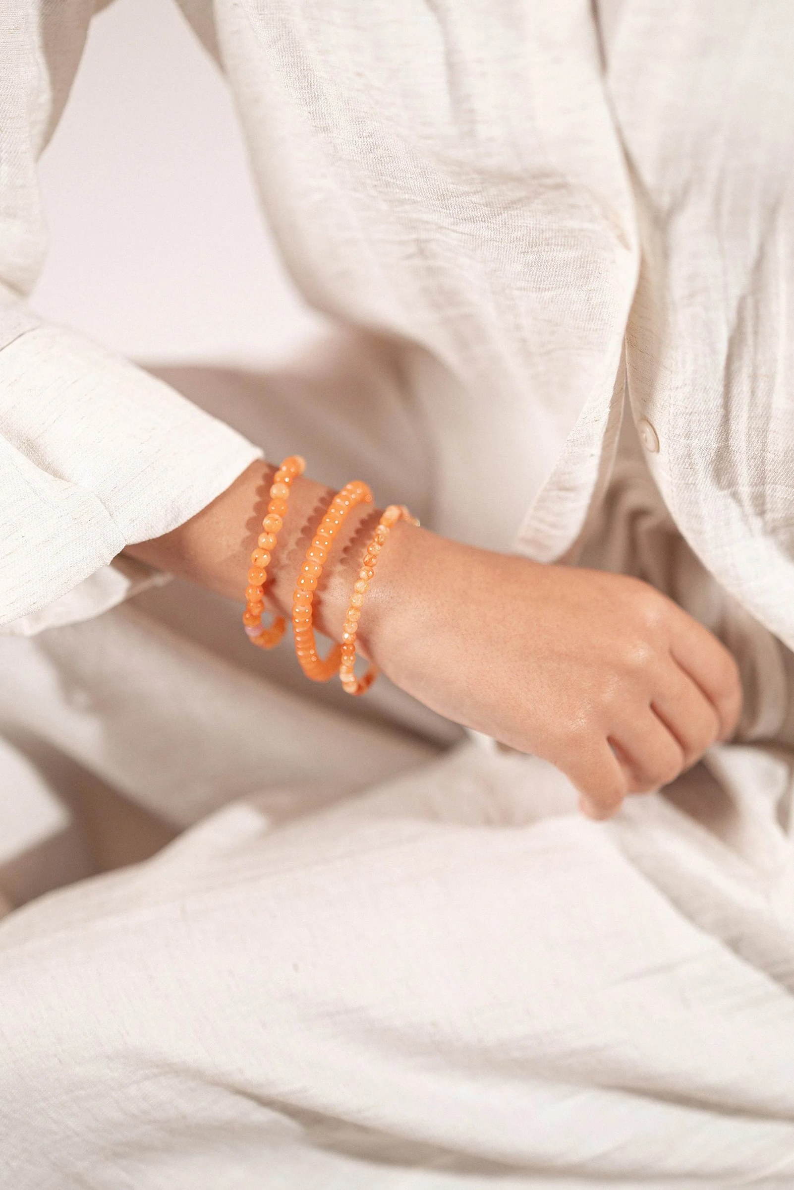 Handmade sunset crystal stack bracelet