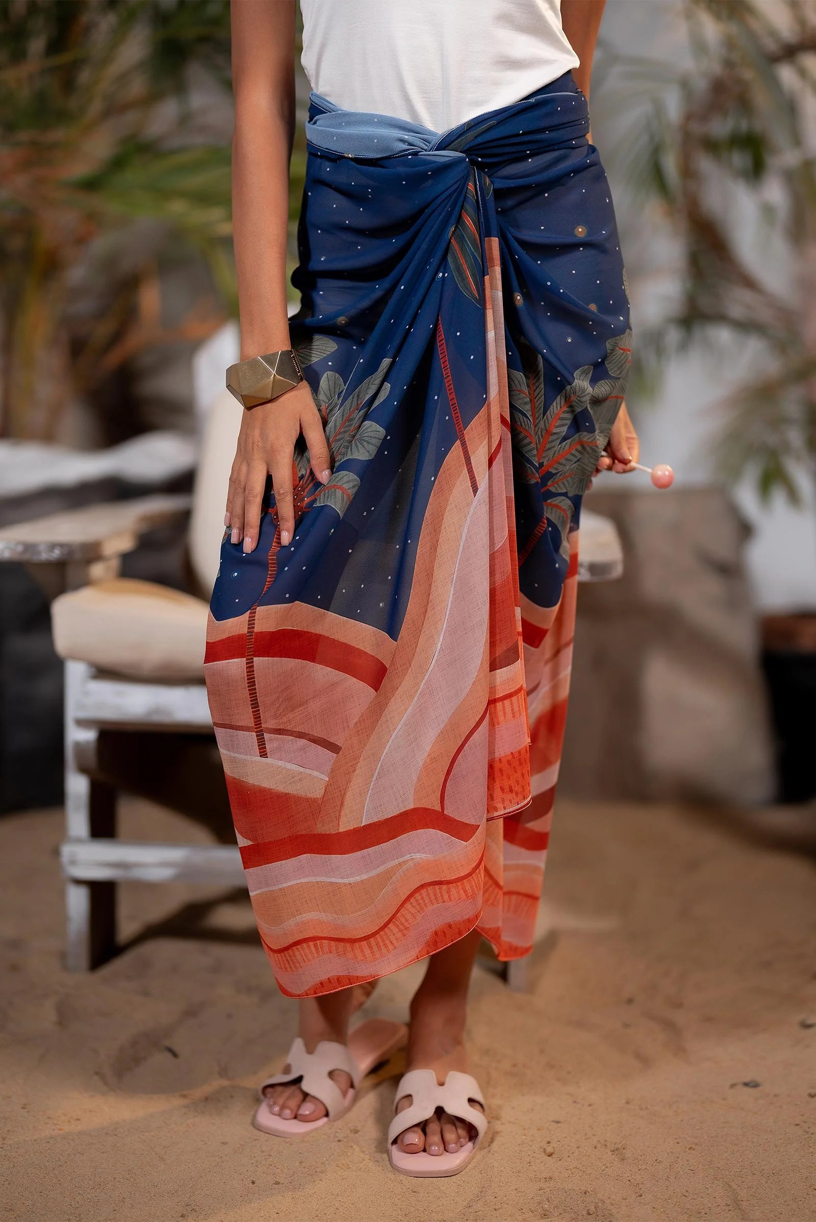Patterned chiffon cover up