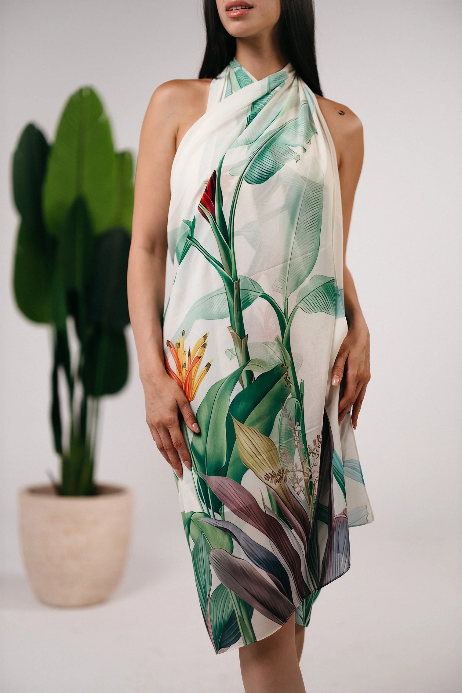 Patterned chiffon cover up